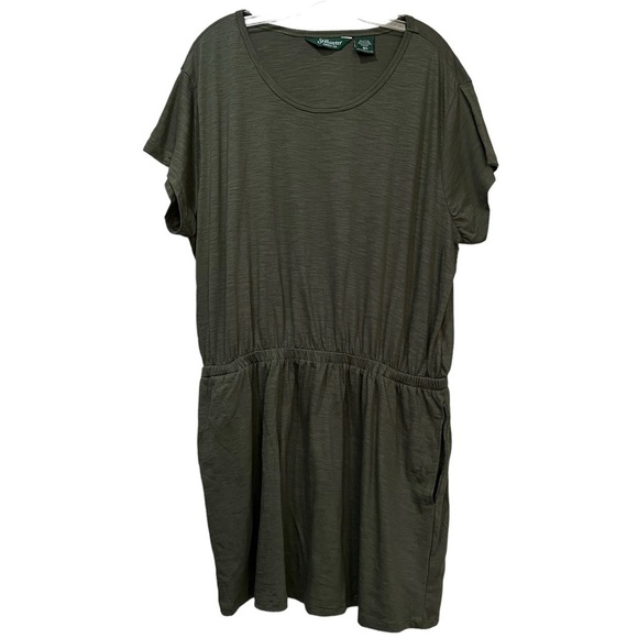 Stillwater 2X Olive Green Short Sleeve Tunic Top Mini Dress Cotton O2 - Picture 1 of 4